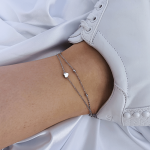 Silver heart charm zapestnica za nogo