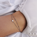 Silver heart charm zapestnica za nogo