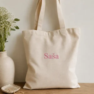 Personalizirano darilo za učiteljico: tote bag vrečka z njenim imenom